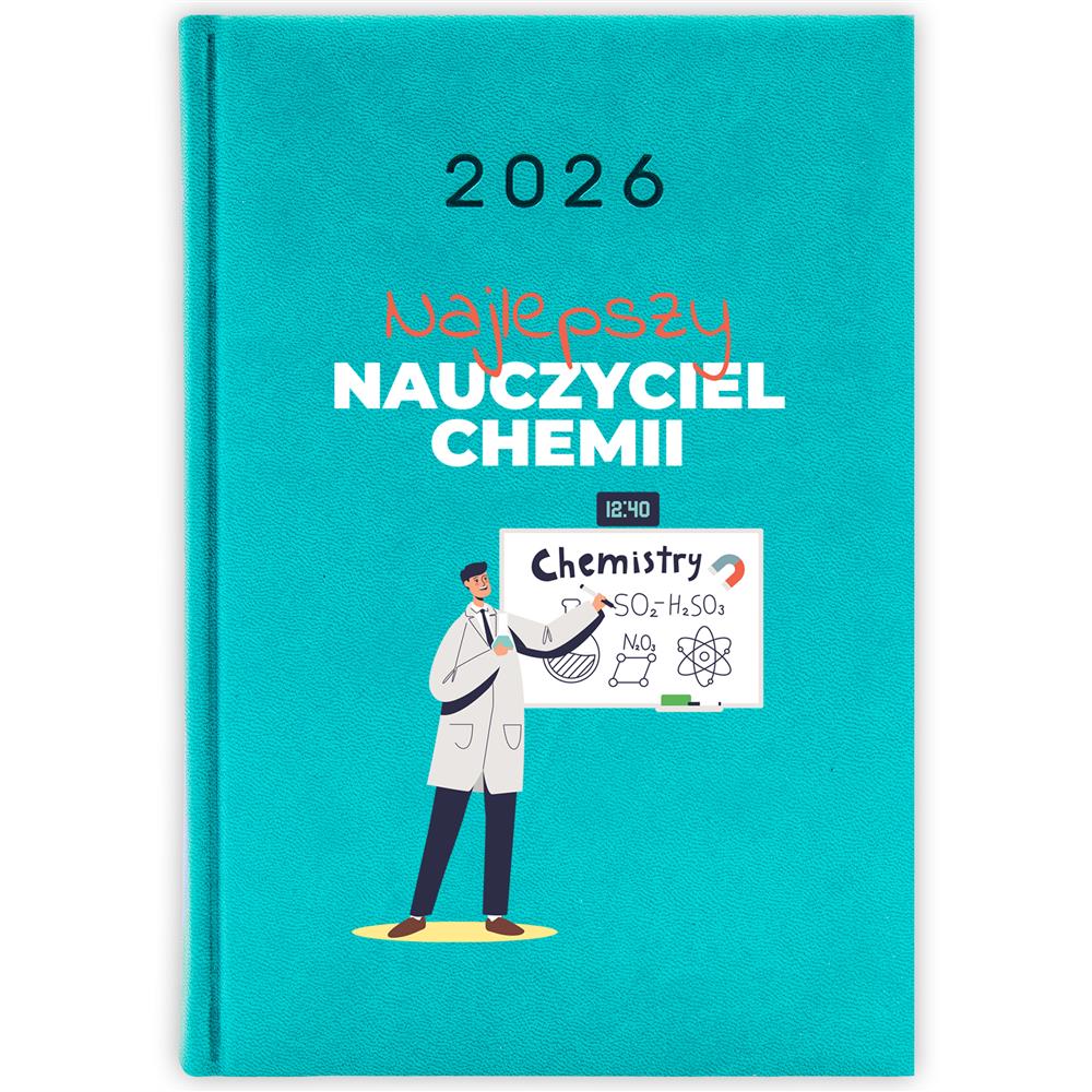 Najlepszy nauczyciel chemii 2 kalendarz książkowy a5 2026 kolor turkusowe