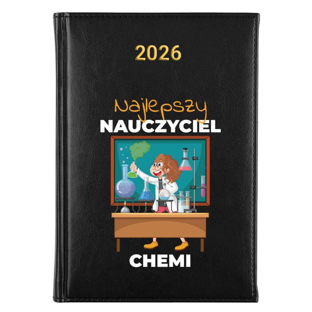 Najlepszy nauczyciel chemii kalendarz książkowy a5 2026 kolor pomarańczowy