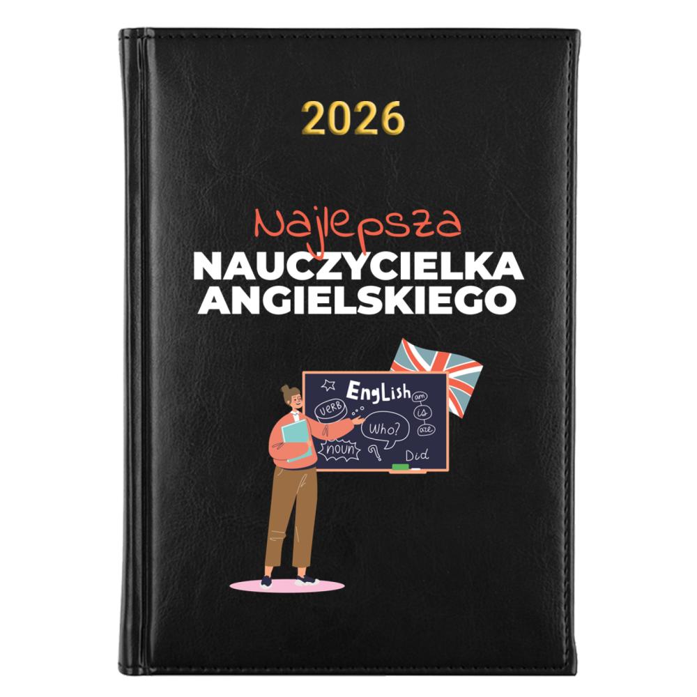 Najlepszy nauczyciel J.Angielskiego kalendarz książkowy a5 2026 kolor turkusowe