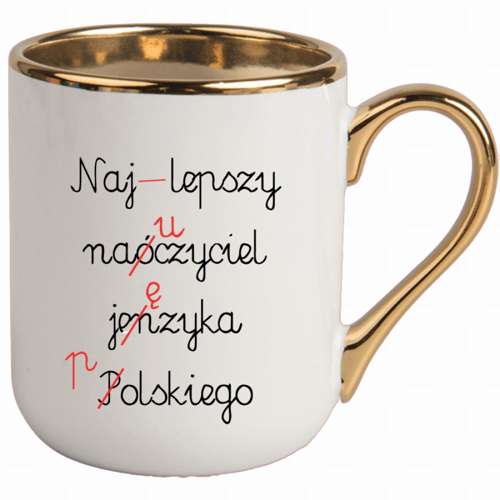 Najlepszy nauczyciel języka polskiego kubek elegant biały
