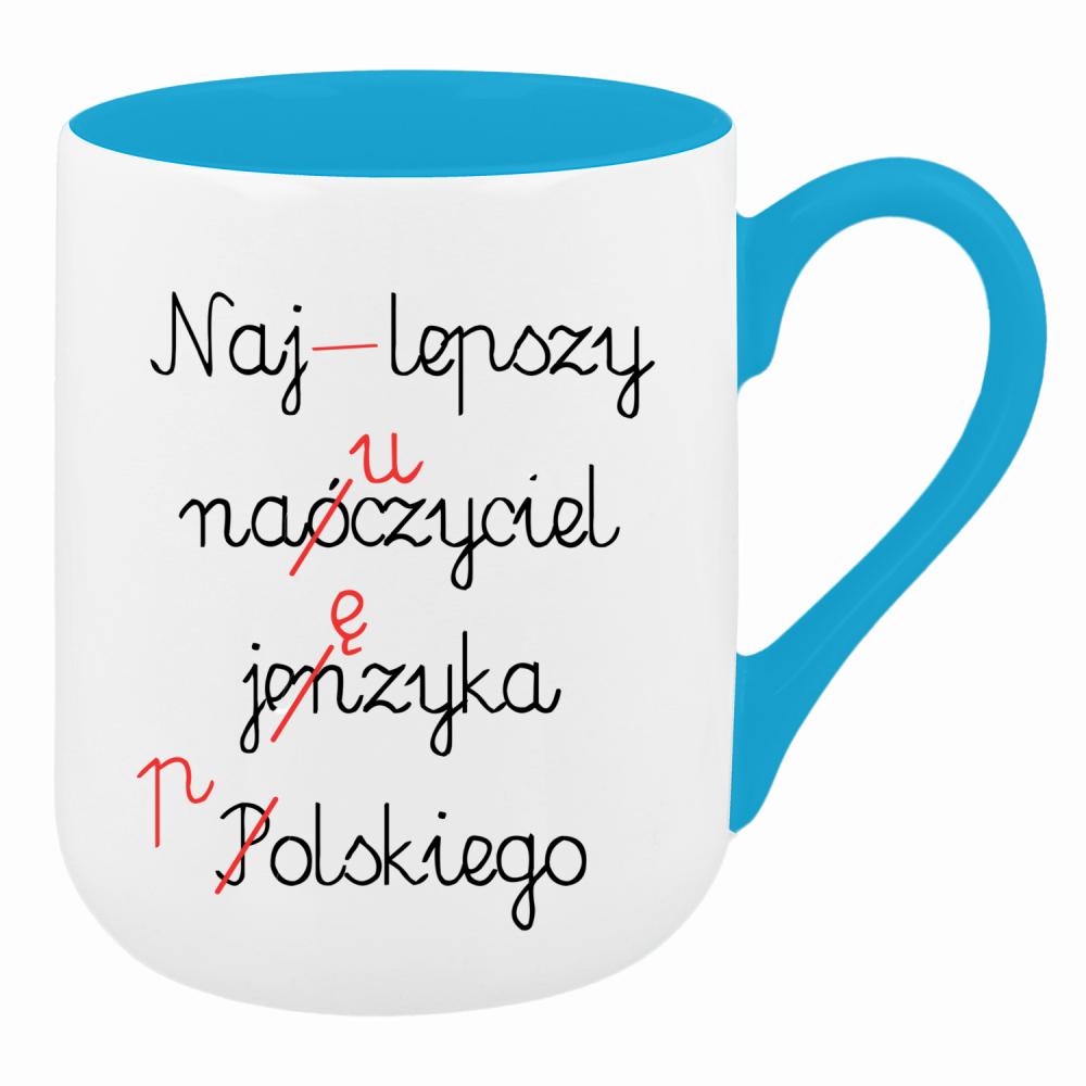 Najlepszy nauczyciel języka polskiego kubek coffee kolor turkusowy
