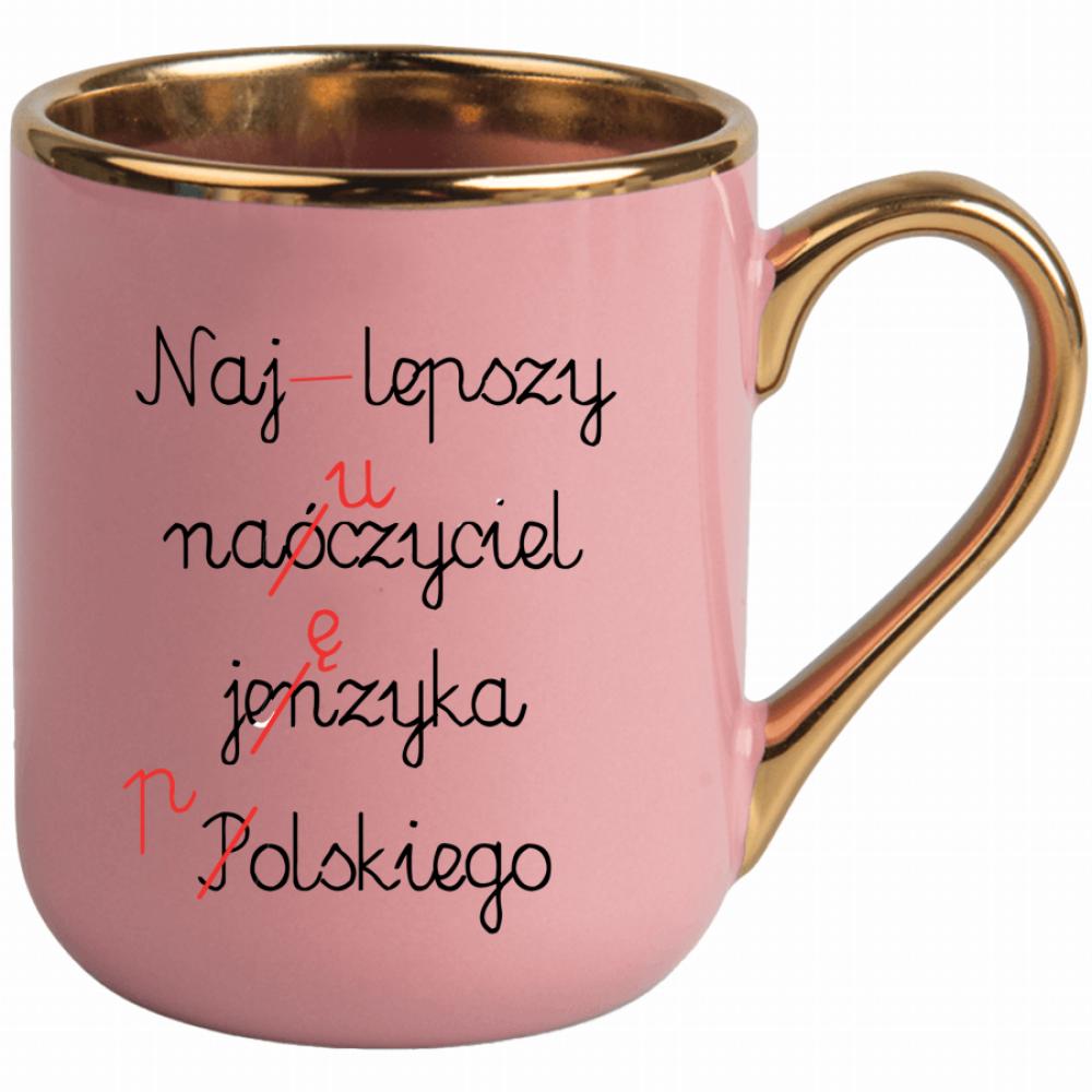 Najlepszy nauczyciel języka polskiego kubek elegant różowy