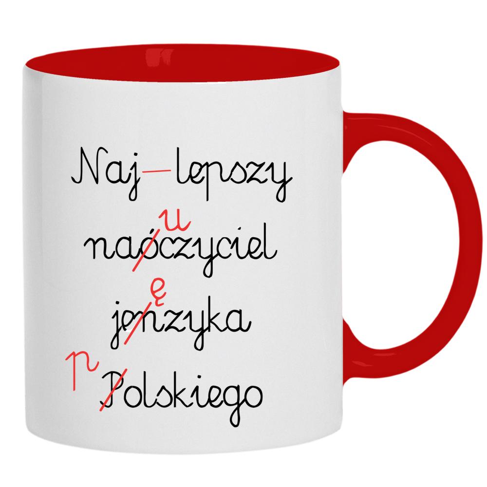 Najlepszy nauczyciel języka polskiego kubek ucho kolor kolor jasny róż