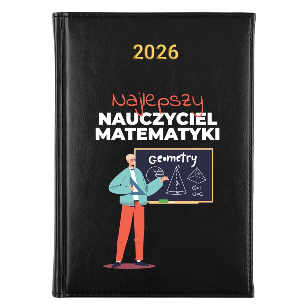 Najlepszy nauczyciel matematyki kalendarz książkowy a5 2026 kolor turkusowe