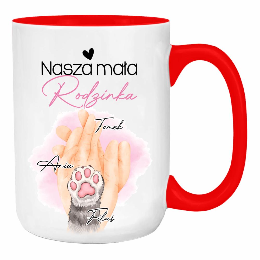 Nasza mała rodzinka duży kubek ucho kolor kolor red