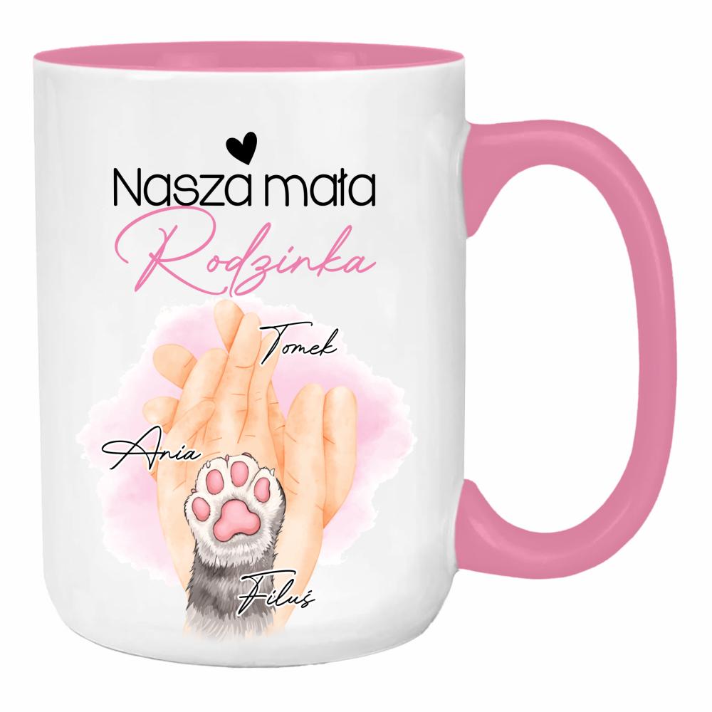 Nasza mała rodzinka duży kubek ucho kolor kolor różowy
