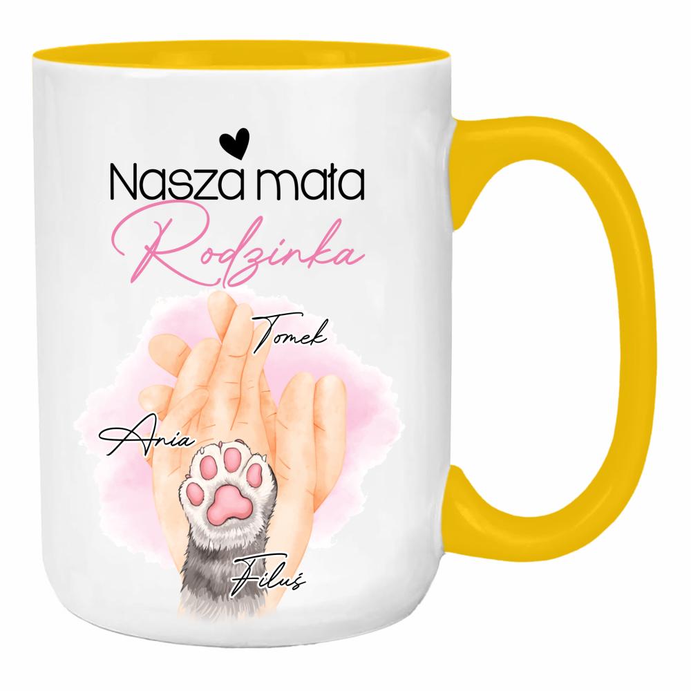 Nasza mała rodzinka duży kubek ucho kolor kolor żółty