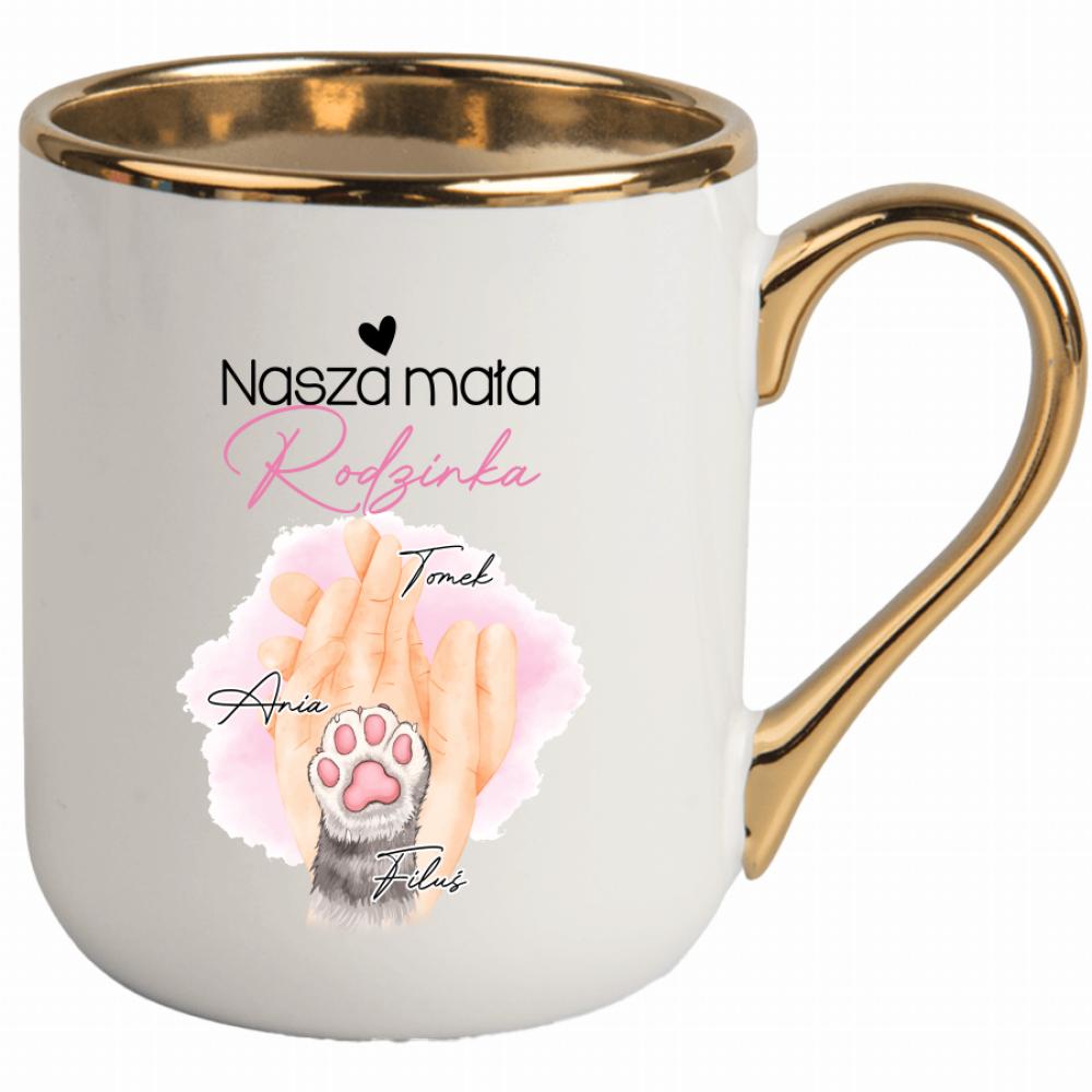 Nasza mała rodzinka kubek elegant biały kolor czerwony latte
