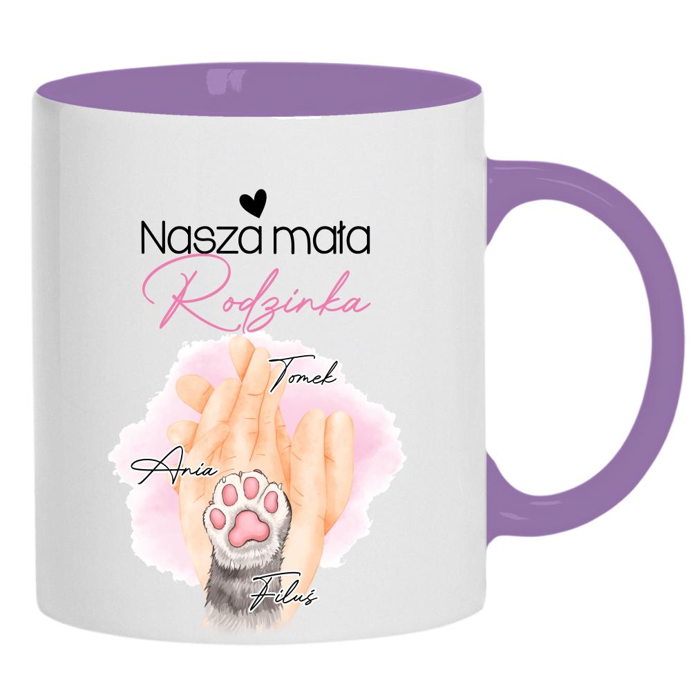 Nasza mała rodzinka kubek ucho kolor kolor jasnofioletowy
