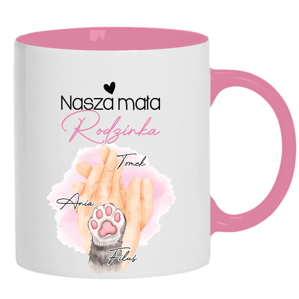 Nasza mała rodzinka kubek ucho kolor kolor różowy