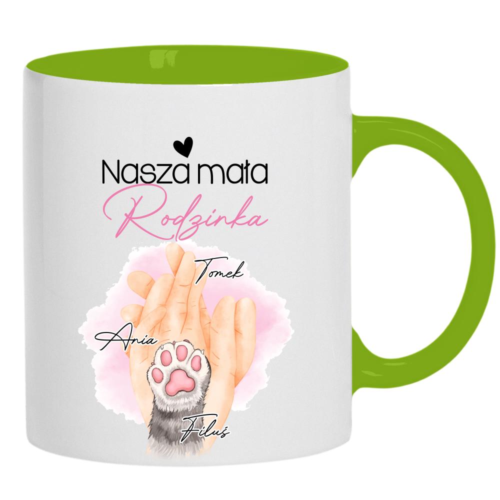 Nasza mała rodzinka kubek ucho kolor kolor zielony