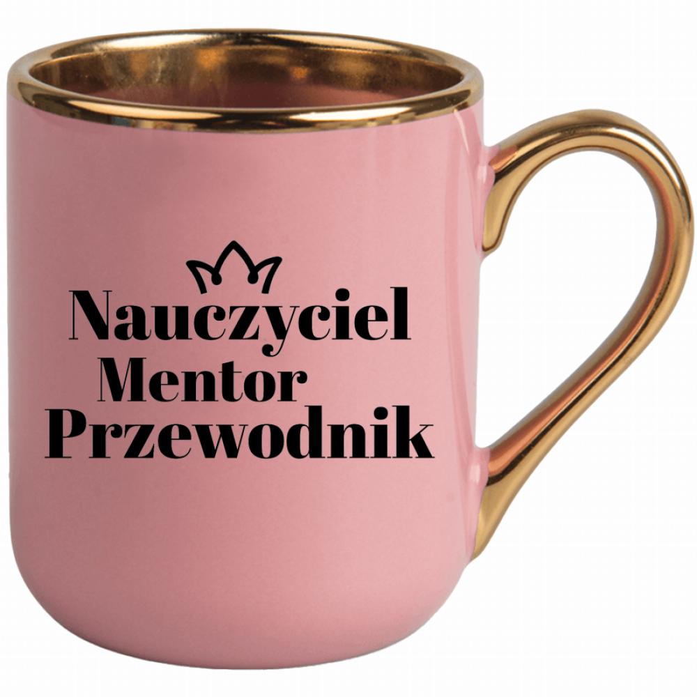 Nauczyciel, Mentor, Przewodnik kubek elegant różowy kolor niebieski 2