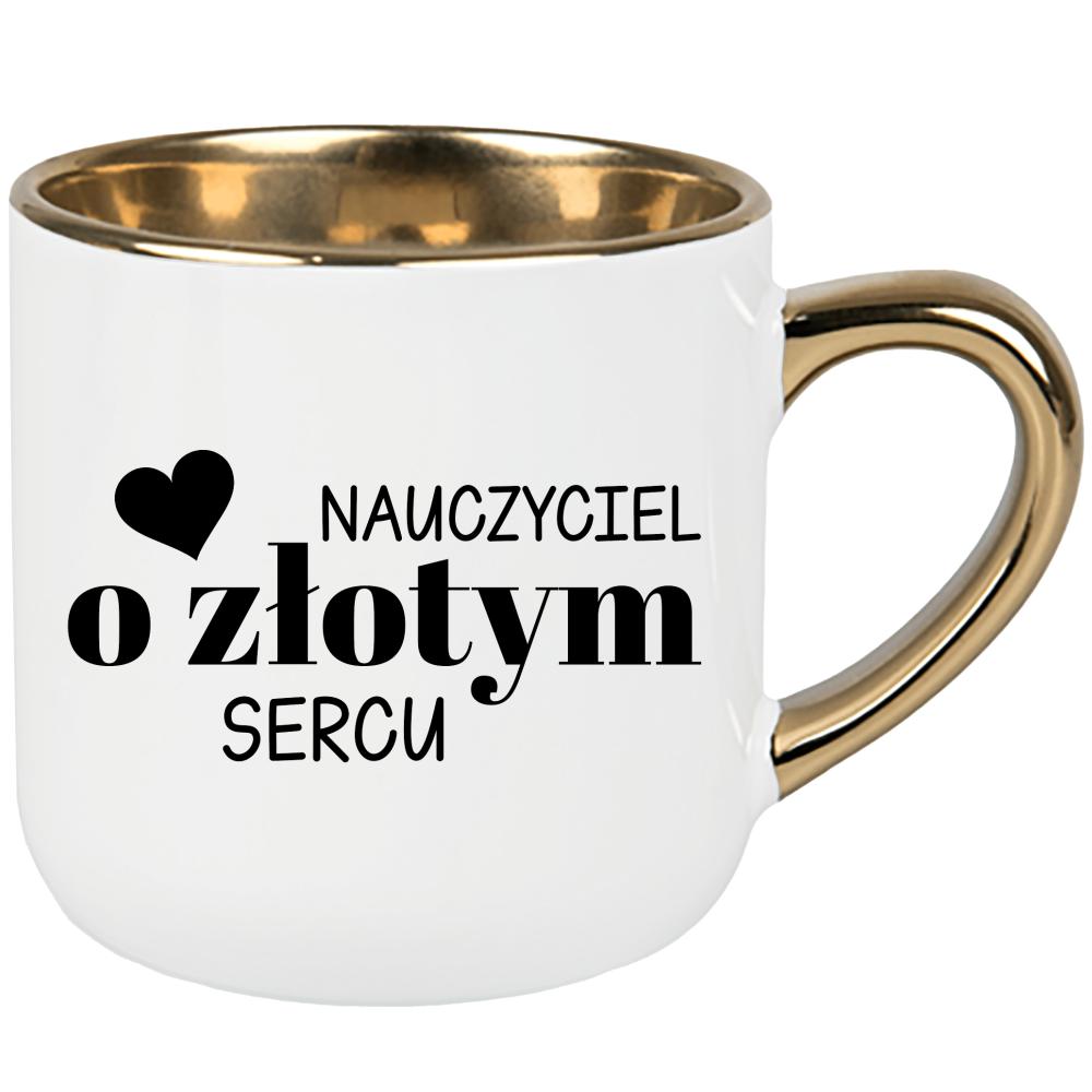 Nauczyciel o złotym sercu Czarne kubek elegant duży kolor jasny róż