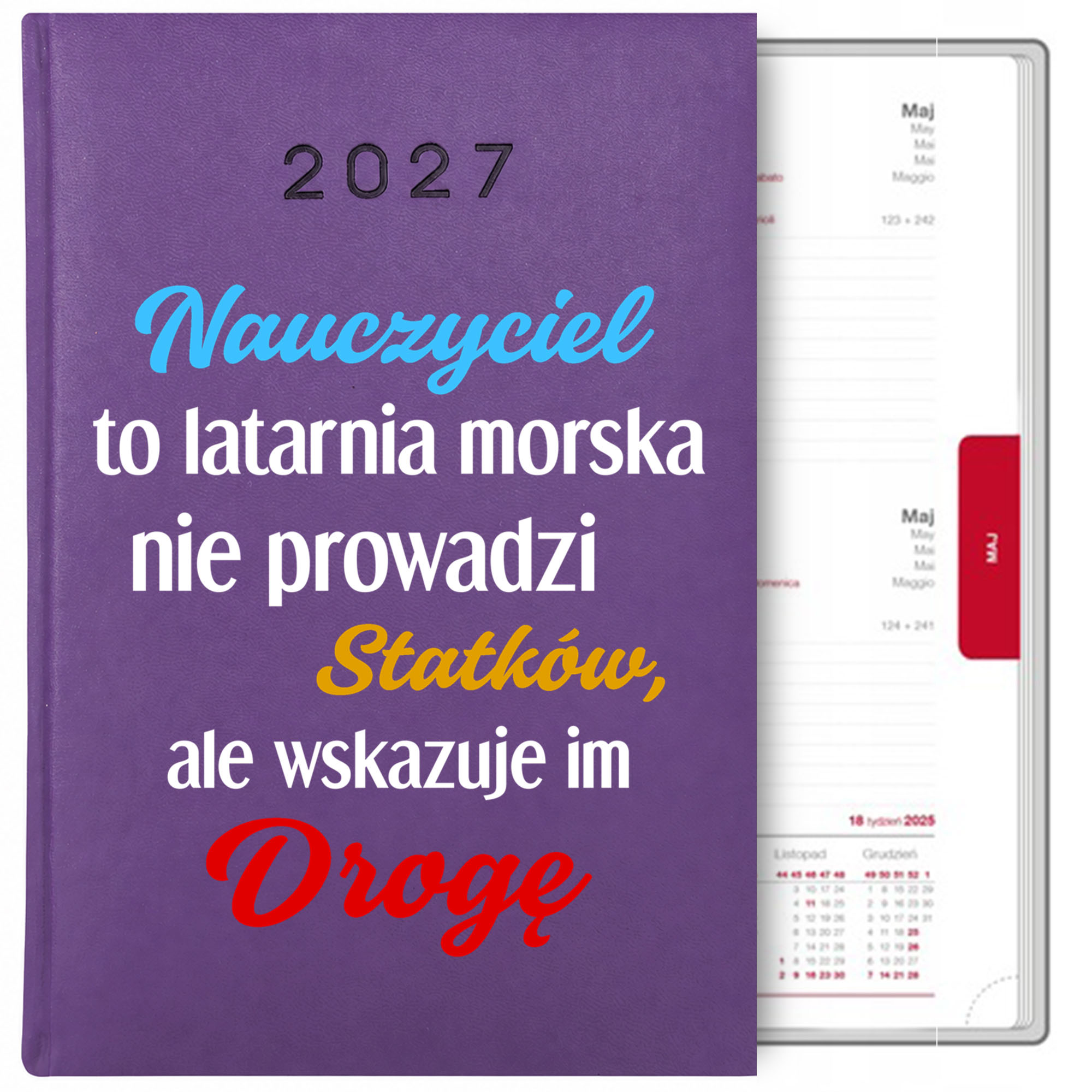 Nauczyciel to latarnia morska 2 kalendarz książkowy a5 2027 kolor fioletowy