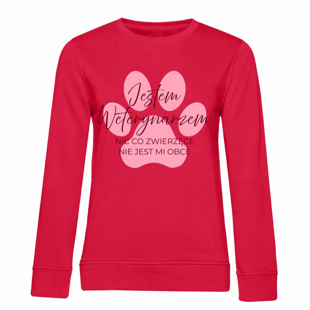 Nic co zwierzęce nie jest mi obce bluza damska bez kaptura kolor czerwony