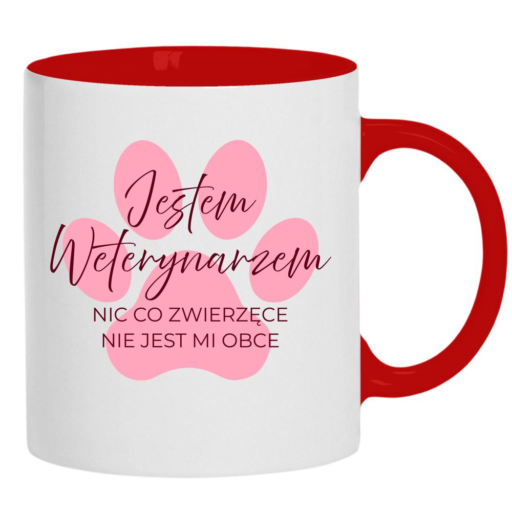 Nic co zwierzęce nie jest mi obce kubek ucho kolor kolor czerwony