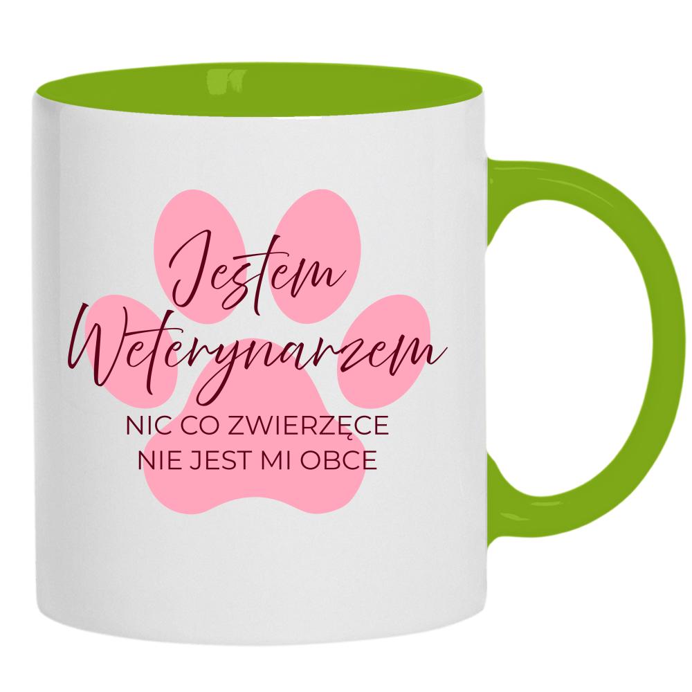 Nic co zwierzęce nie jest mi obce kubek ucho kolor kolor zielony
