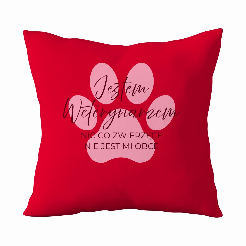 Nic co zwierzęce nie jest mi obce poduszka kolor czerwony