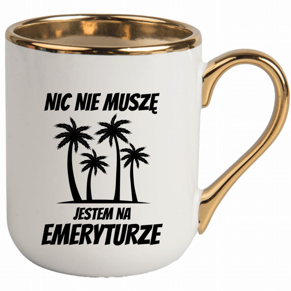 Nic nie muszę, jestem na emeryturze kubek elegant biały kolor różowy