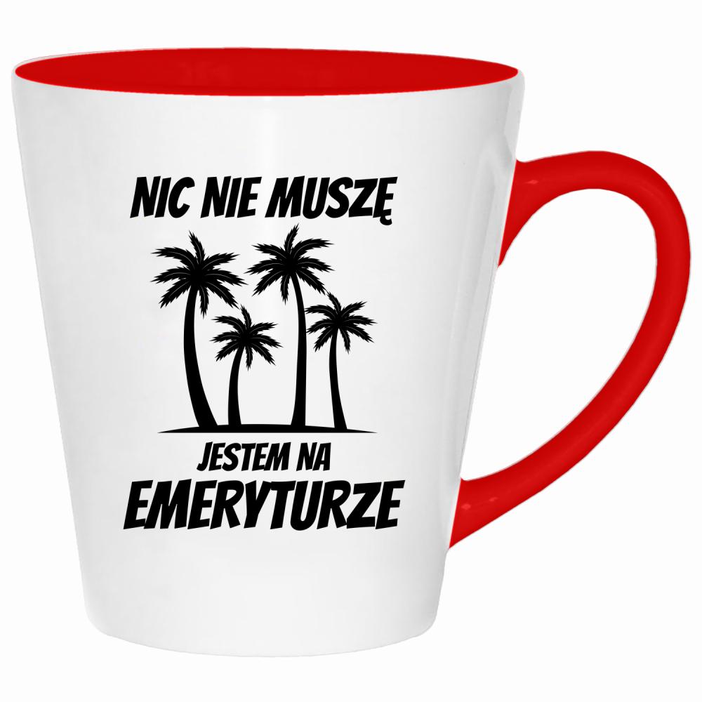 Nic nie muszę, jestem na emeryturze kubek latte kolor czerwony latte