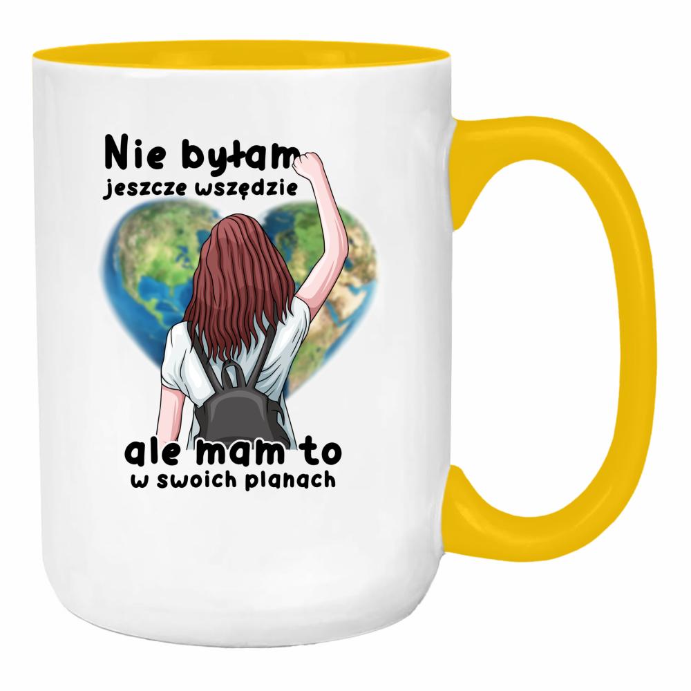 Nie byłam jeszcze wszędzie ale mam to planach duży kubek ucho kolor kolor żółty