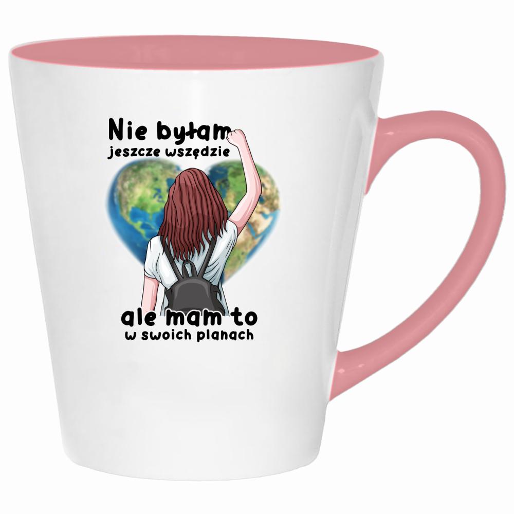 Nie byłam jeszcze wszędzie ale mam to planach kubek latte kolor pink