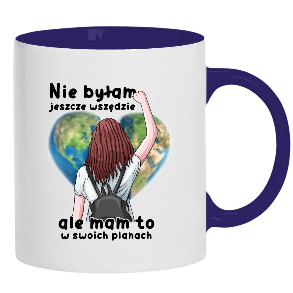 Nie byłam jeszcze wszędzie ale mam to planach kubek ucho kolor kolor navy