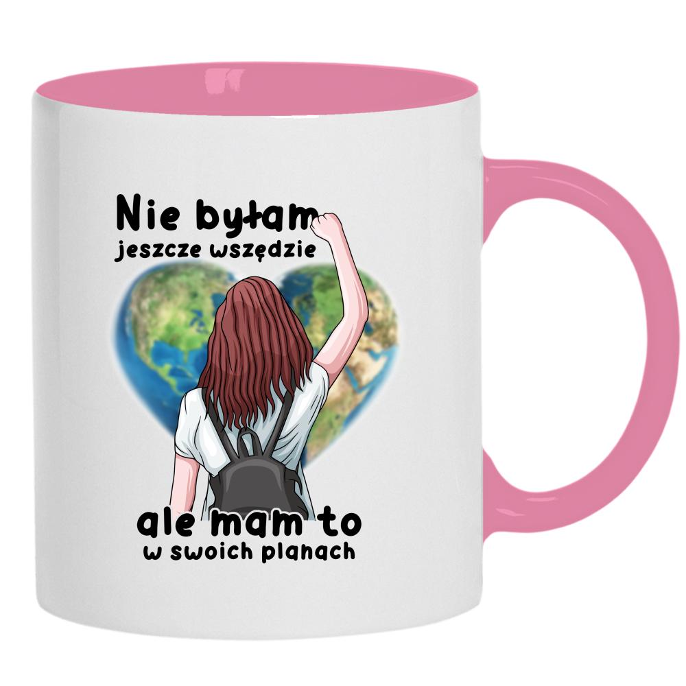 Nie byłam jeszcze wszędzie ale mam to planach kubek ucho kolor kolor różowy