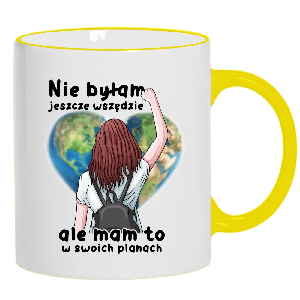 Nie byłam jeszcze wszędzie ale mam to planach kubek żółty uchwyt i rant kolor navy