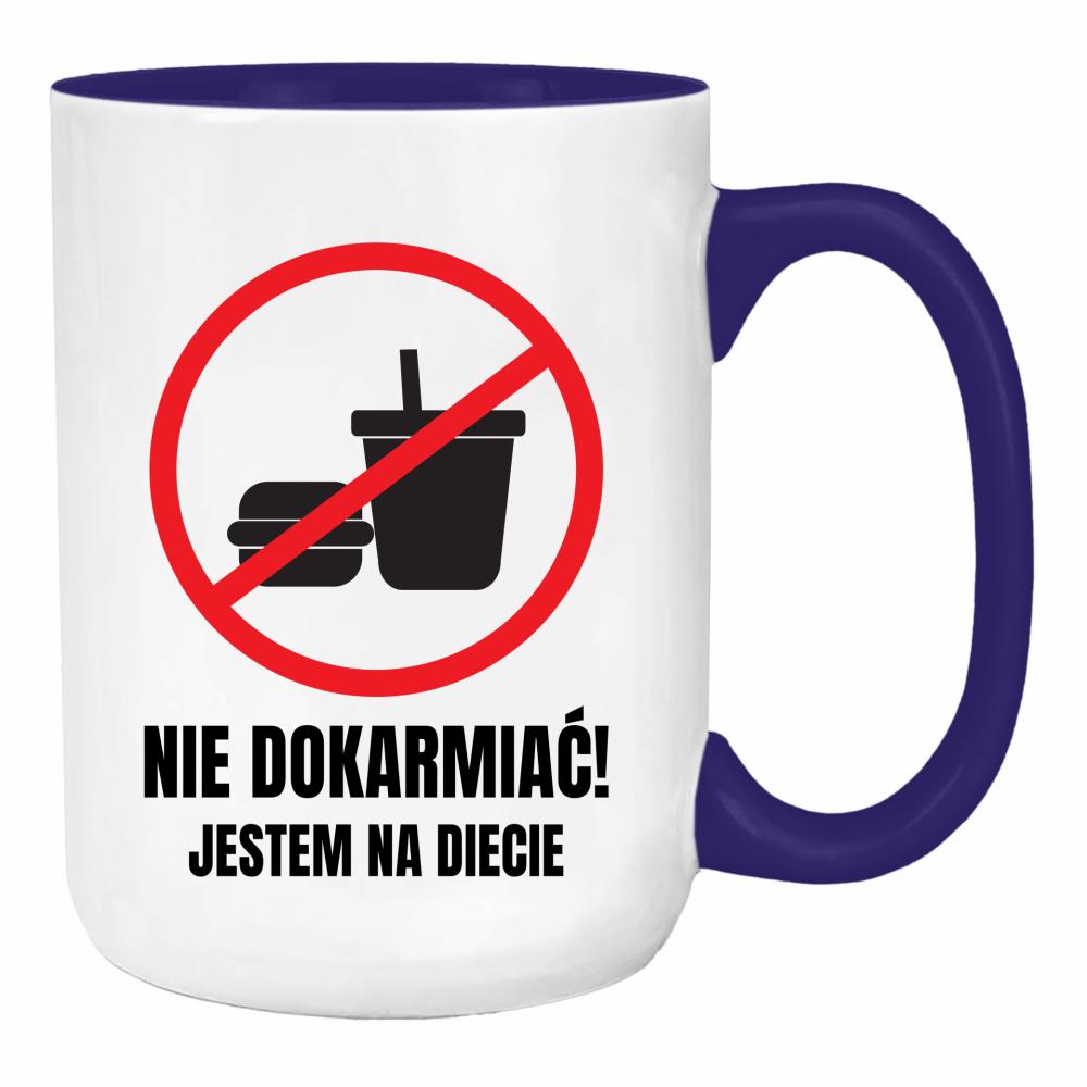 Nie dokarmiać, jestem na diecie duży kubek ucho kolor kolor navy