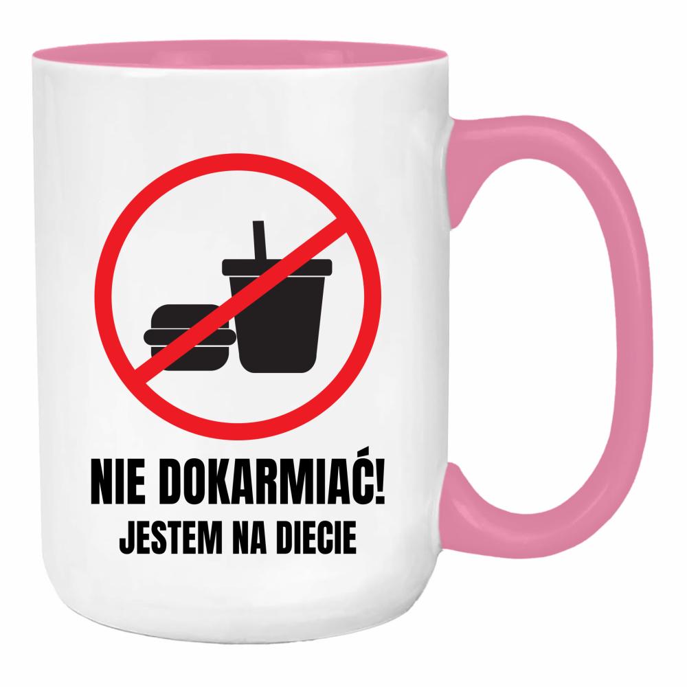 Nie dokarmiać, jestem na diecie duży kubek ucho kolor kolor różowy