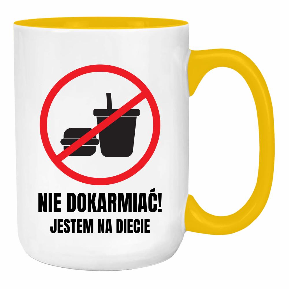 Nie dokarmiać, jestem na diecie duży kubek ucho kolor kolor żółty