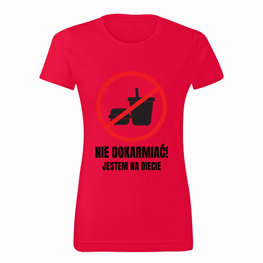 Nie dokarmiać, jestem na diecie koszulka damska kolor czerwony
