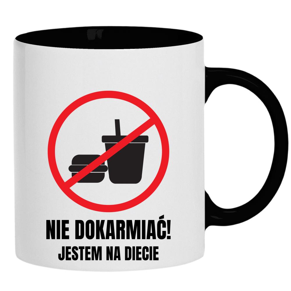 Nie dokarmiać, jestem na diecie kubek ucho kolor kolor czarnyy