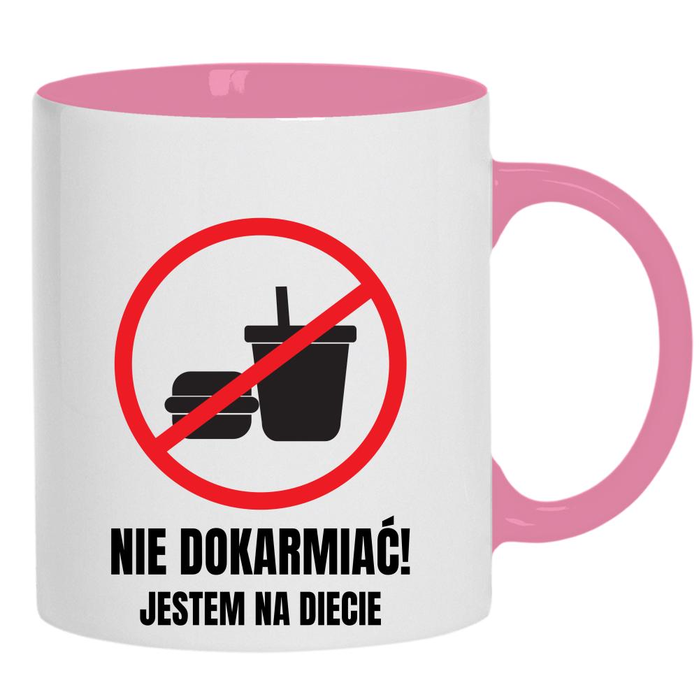 Nie dokarmiać, jestem na diecie kubek ucho kolor kolor różowy