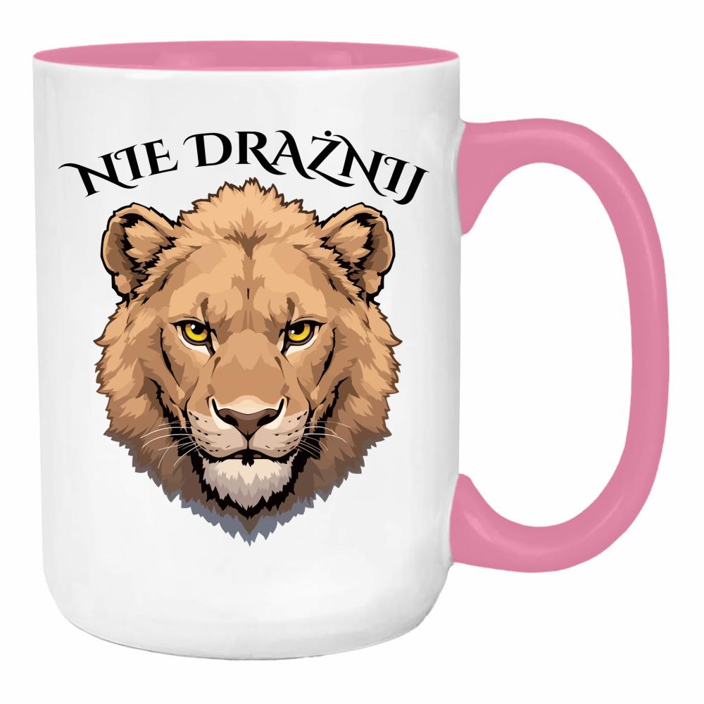 Nie drażnij duży kubek ucho kolor kolor różowy