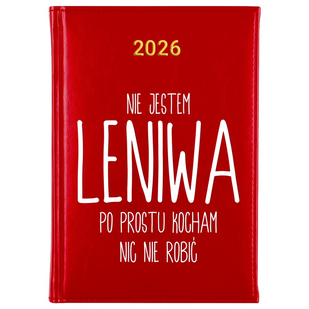 Nie jestem leniwa, po prostu kocham kalendarz książkowy a5 2026 kolor red