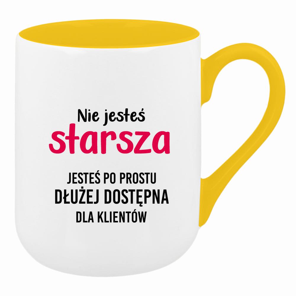 Nie jesteś starsza jesteś dłużej dostępna kubek coffee kolor żółty
