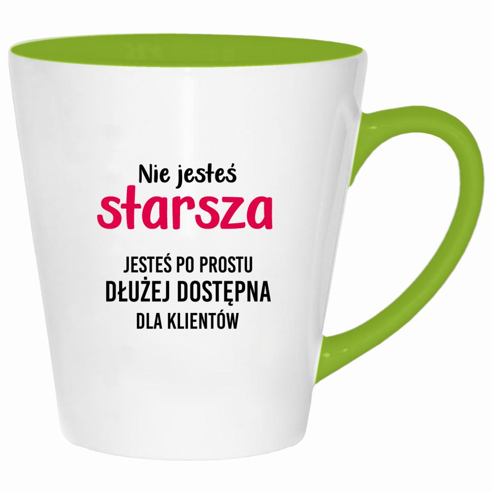 Nie jesteś starsza jesteś dłużej dostępna kubek latte kolor limonka