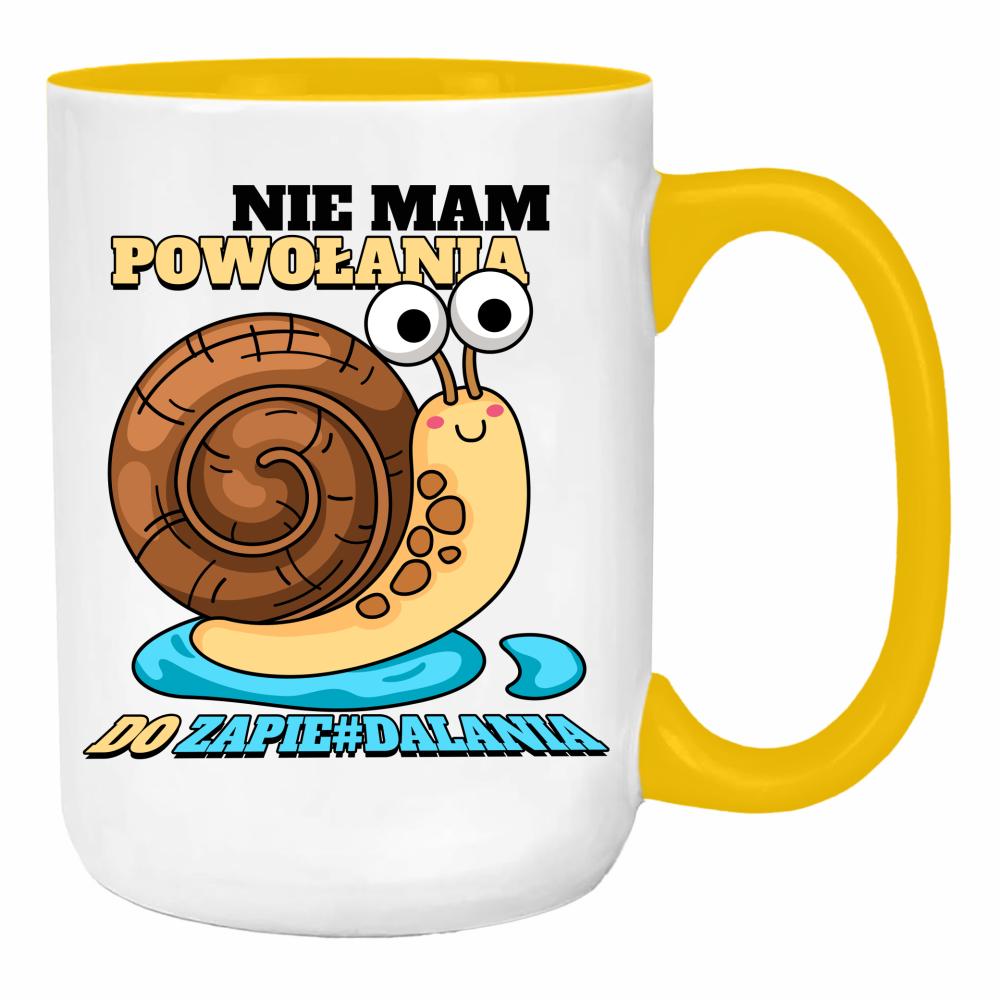 Nie mam powołania do zapie#dalania duży kubek ucho kolor kolor żółty