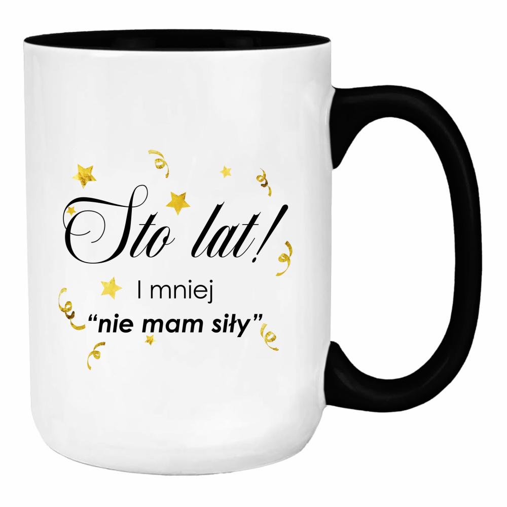 Nie mam siły nie mam siły duży kubek ucho kolor kolor czarnyy