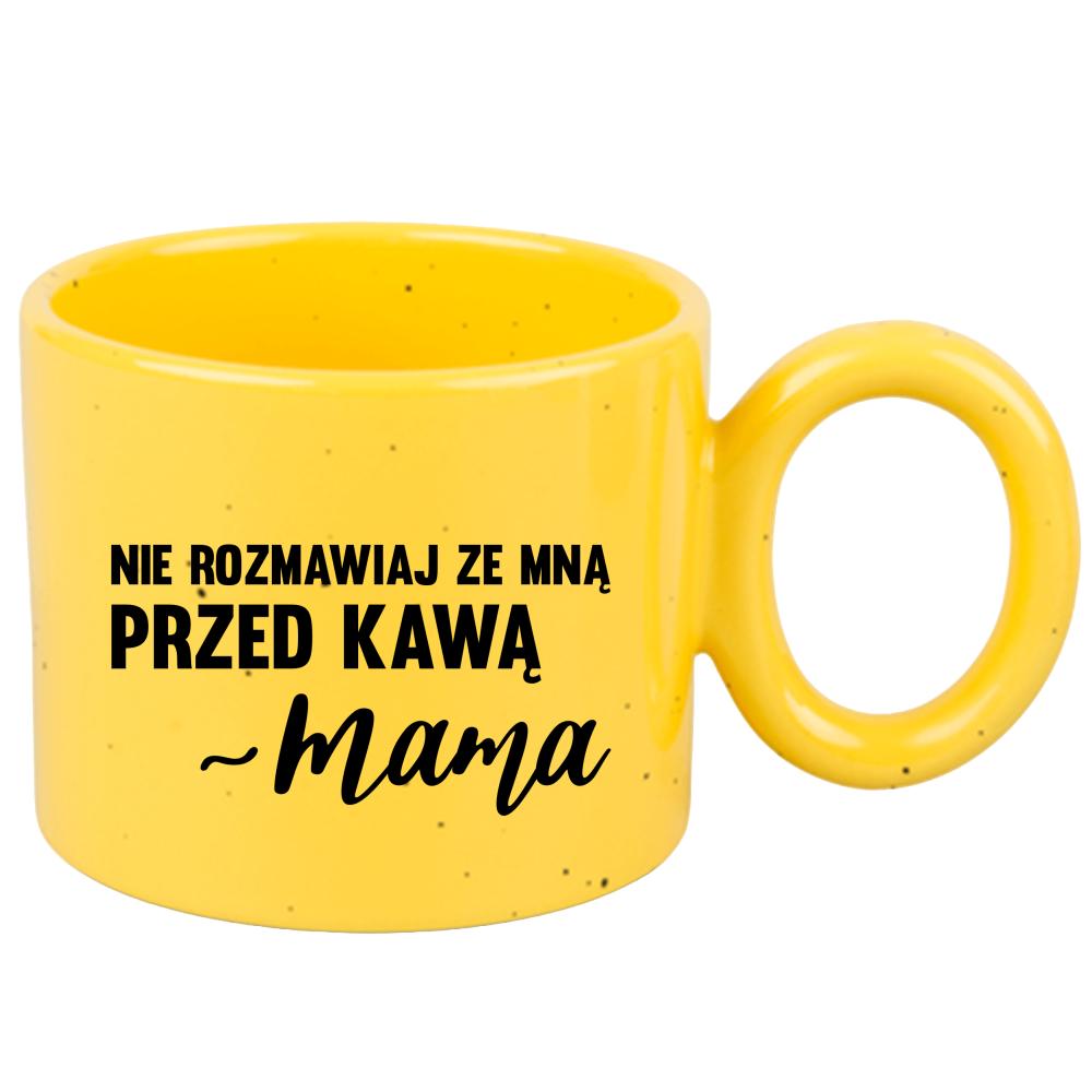 Nie rozmawiaj ze mną przed kawą – mama kubek ravenna żółty kolor kremowy