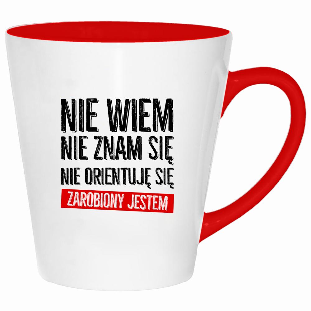 Nie wiem, nie znam się, nie orientuję kubek latte kolor czerwony latte