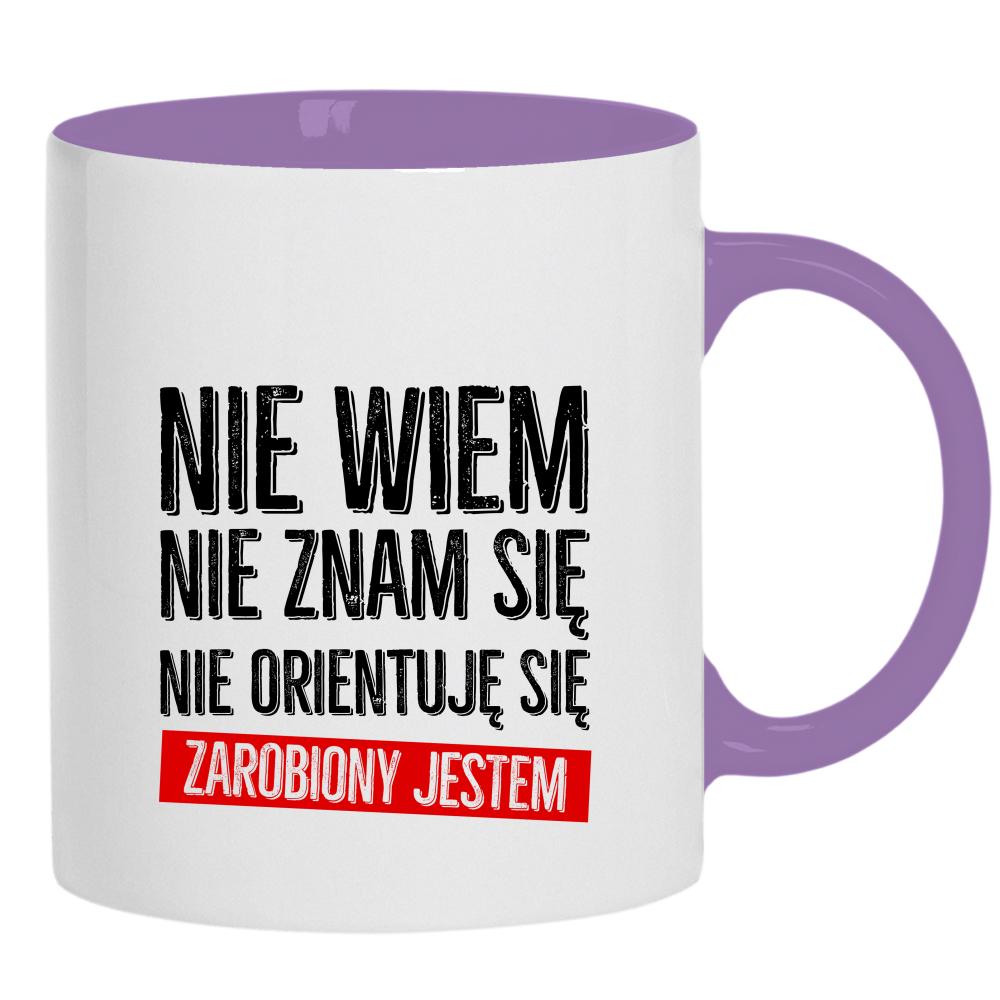 Nie wiem, nie znam się, nie orientuję kubek ucho kolor kolor jasnofioletowy