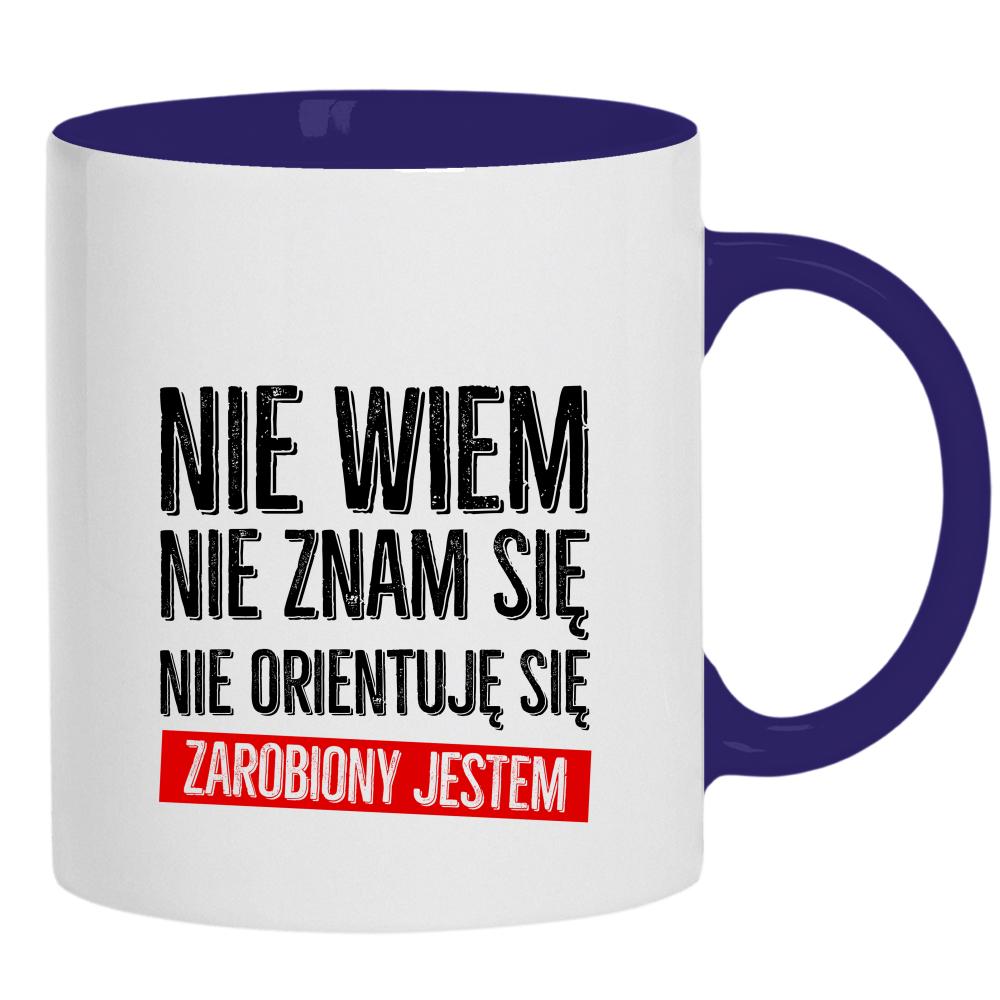 Nie wiem, nie znam się, nie orientuję kubek ucho kolor kolor navy