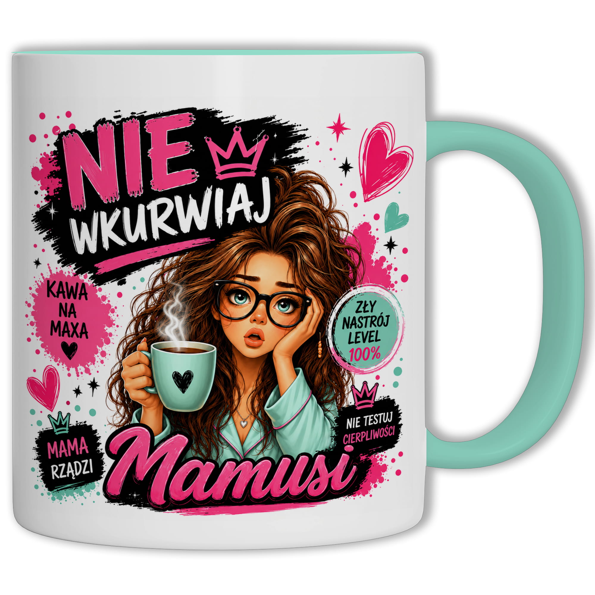 Nie wku#wiaj Mamusi 2 kubek ucho kolor kolor miętowo zielony