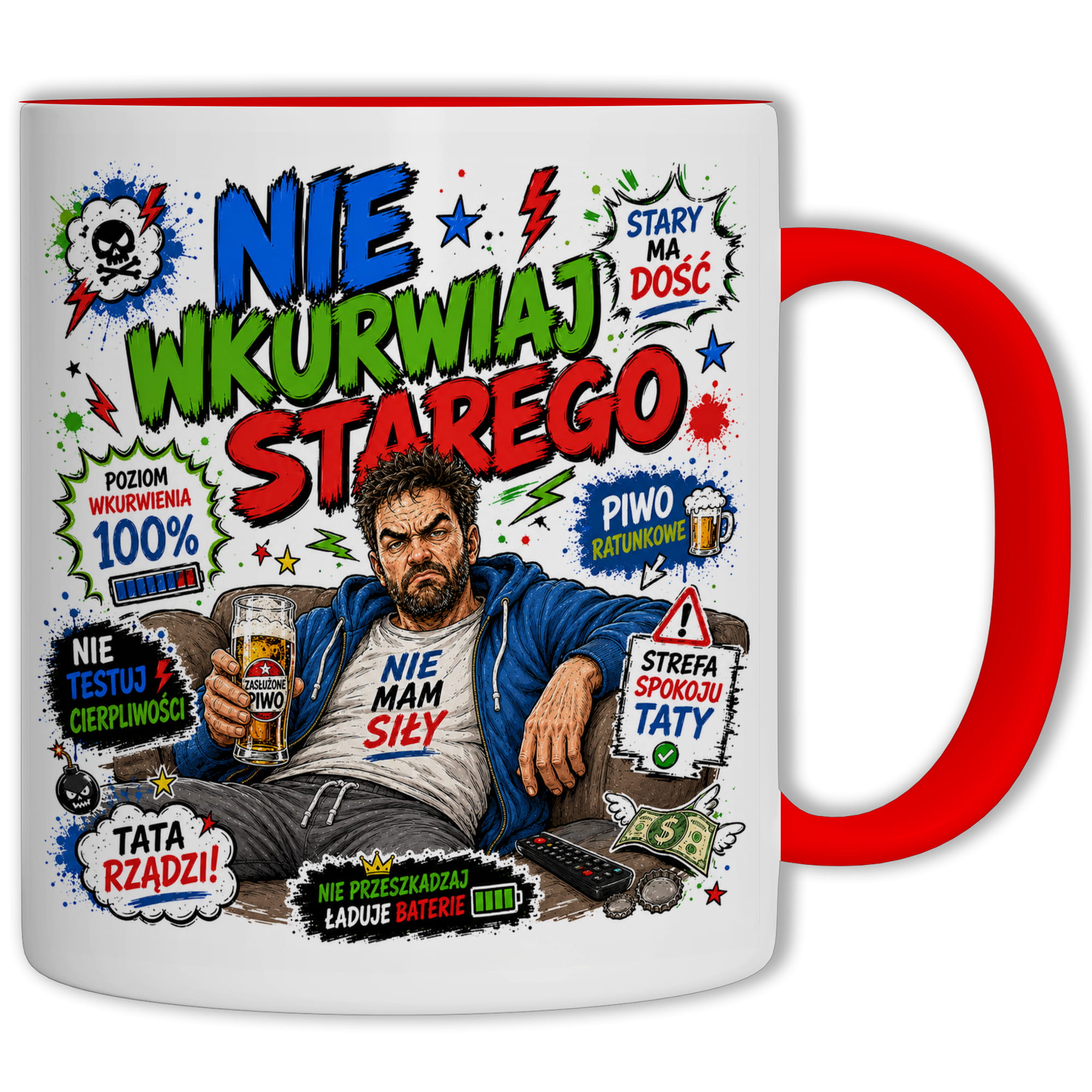 Nie wku#wiaj starego kubek ucho kolor kolor czerwony