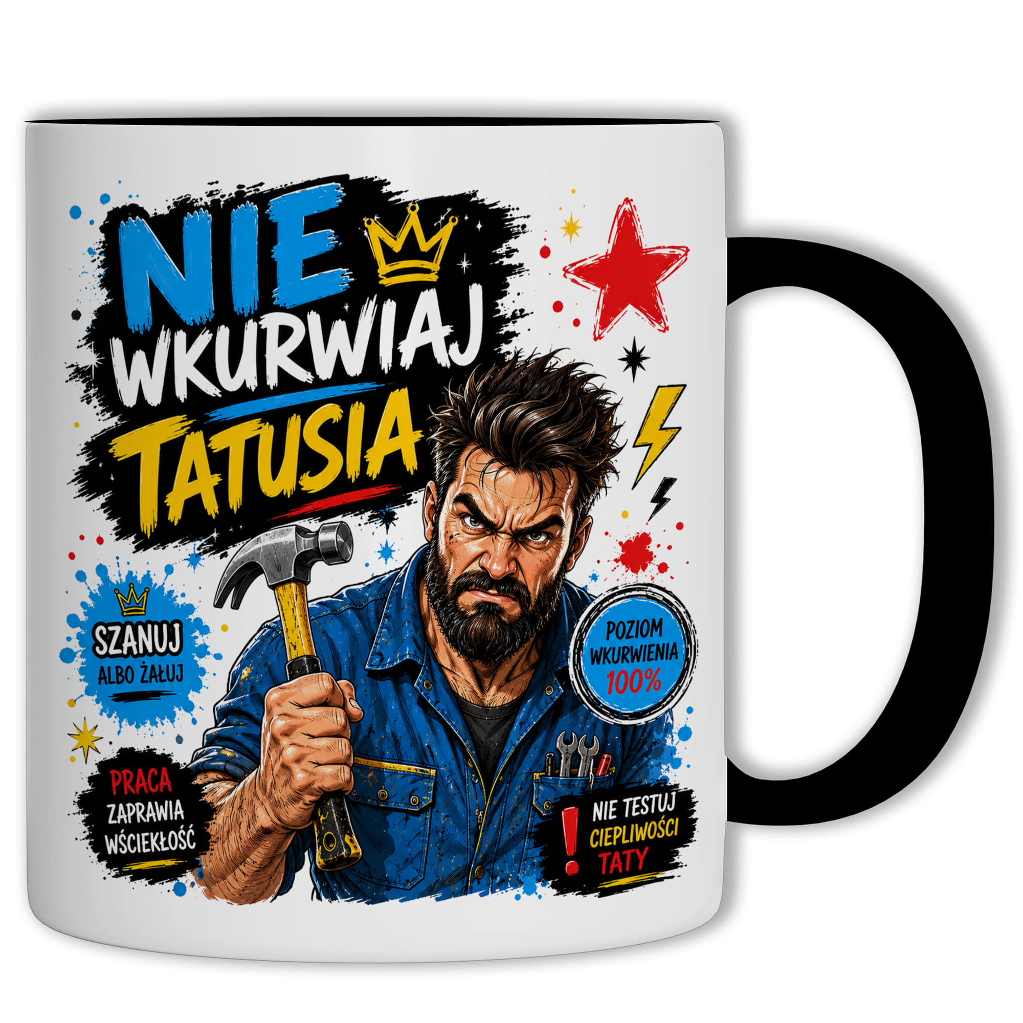 Nie wku#wiaj tatusia 2 kubek ucho kolor kolor czarnyy