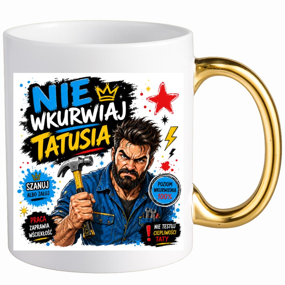 Nie wku#wiaj tatusia 2 kubek ucho złote kolor jasnofioletowy