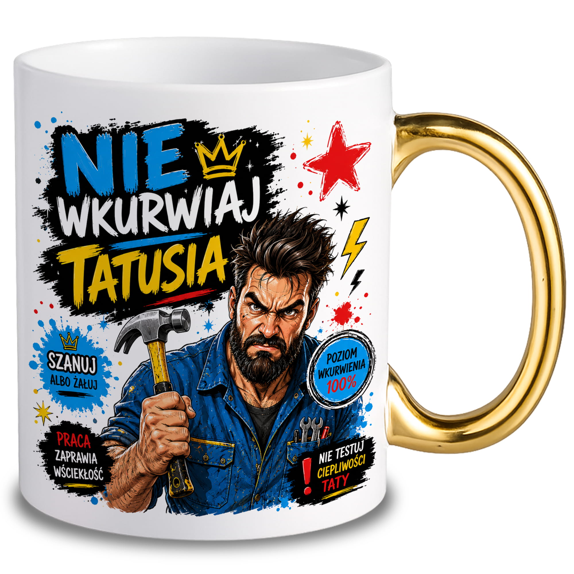 Nie wku#wiaj tatusia 2 kubek ucho złote kolor złoty